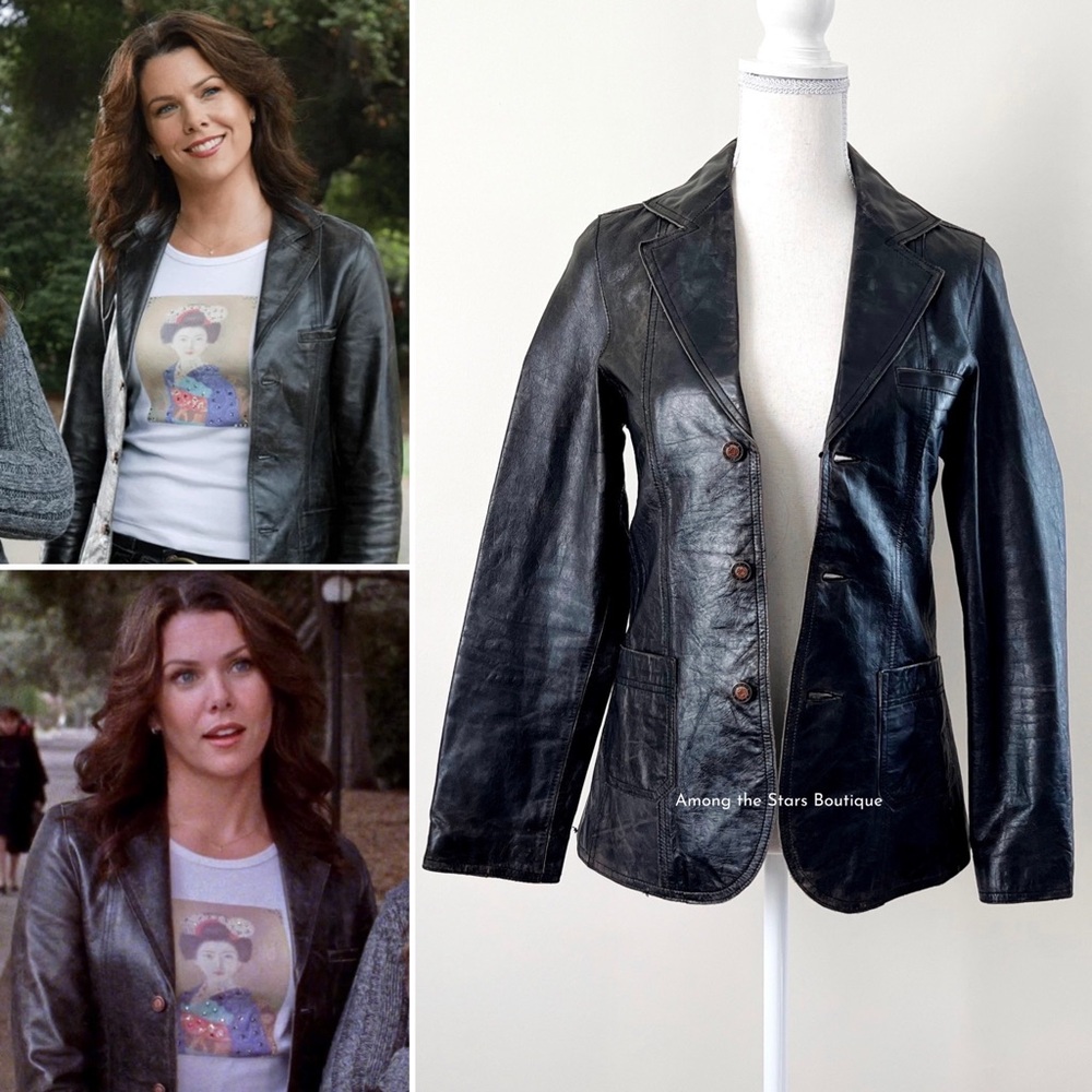 Extremely Rare Y2K Vintage Black Leather Jacket ASO Lorelai in Gilmore Girls
